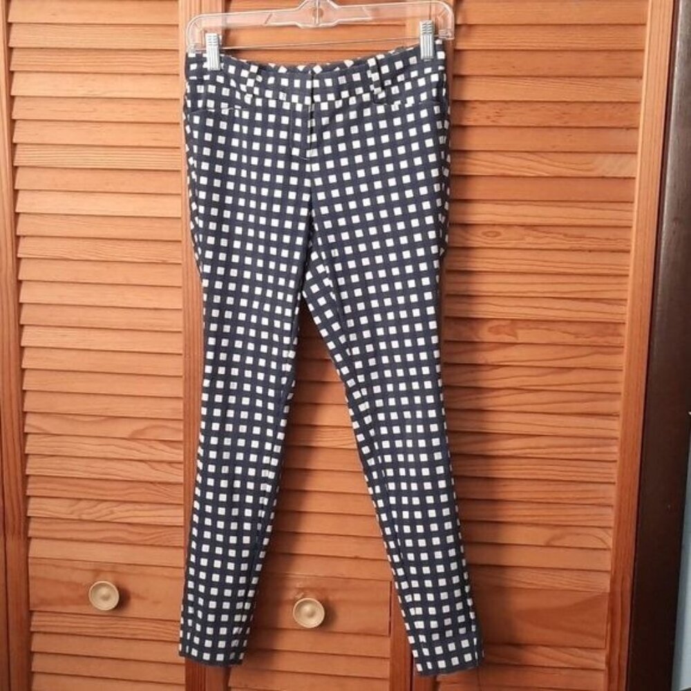 The Limited Exact Stretch Navy White Checker Skinny Leg Dress Pants Size 0 Petit